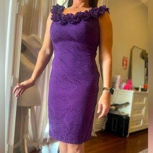 Maggy London purple jacquard dress size 12 , like new, worn once